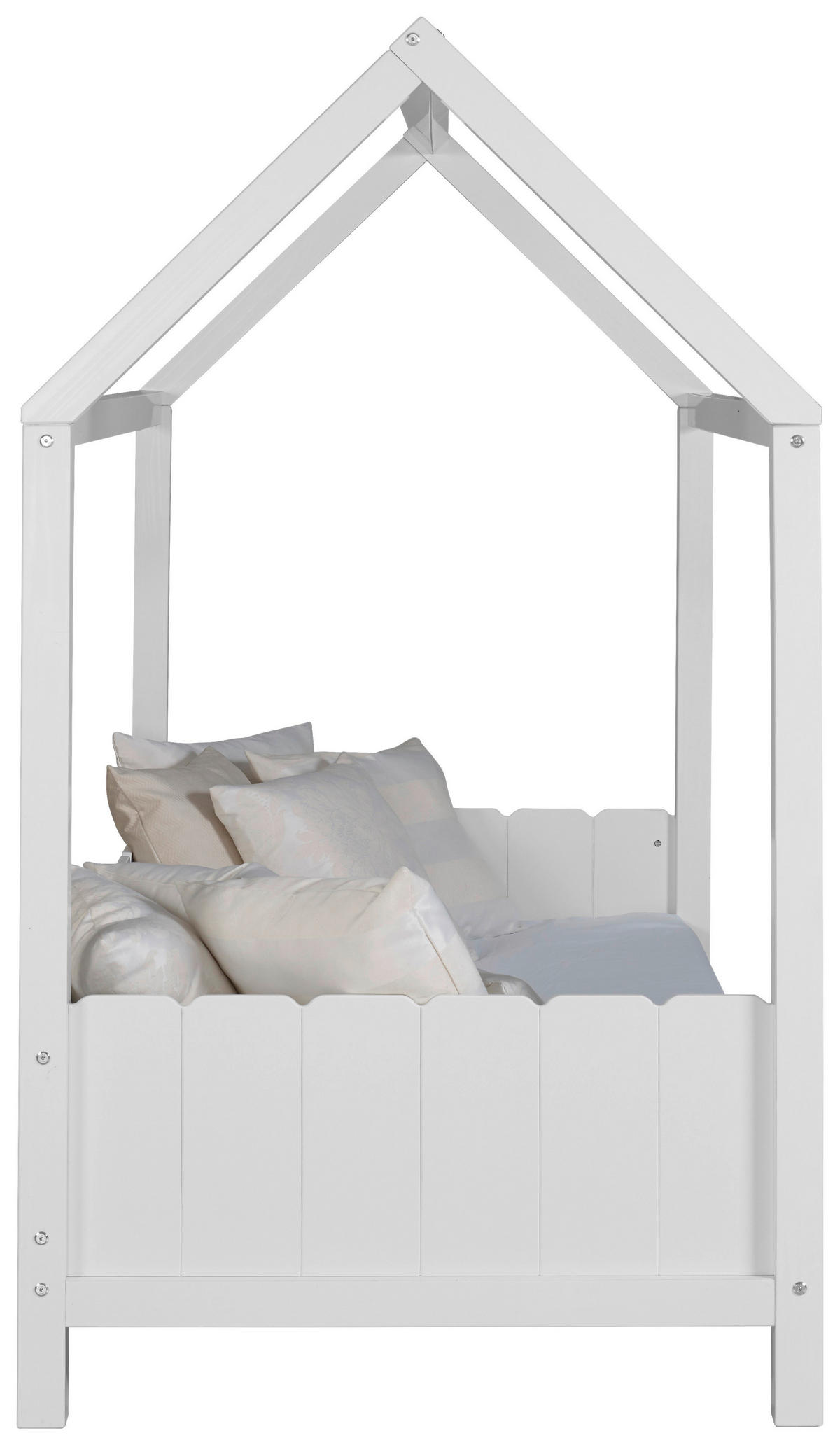 HAUSBETT 90/200 cm,  in Weiß, Lattenrost  - Naturfarben/Weiß, LIFESTYLE, Holz (90/200cm) - MID.YOU