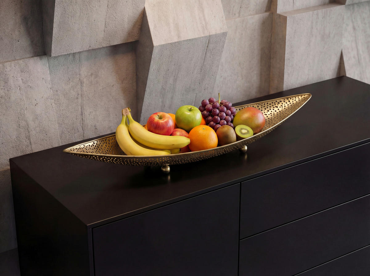 OBSTSCHALE  - Goldfarben, Design, Metall (60/9/16cm) - Livetastic