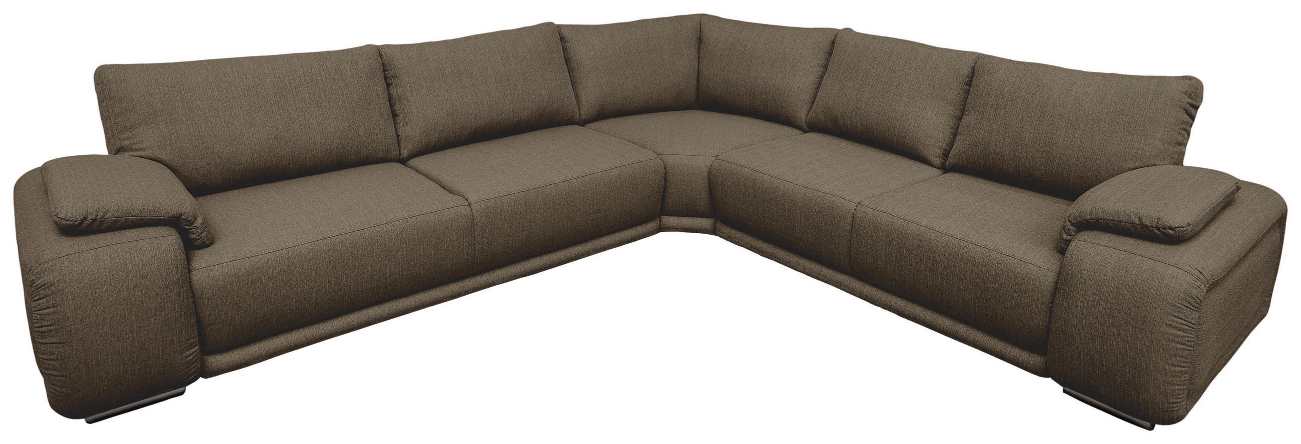 ECKSOFA Braun Struktur  - Chromfarben/Braun, KONVENTIONELL, Textil/Metall (280/310cm) - Carryhome