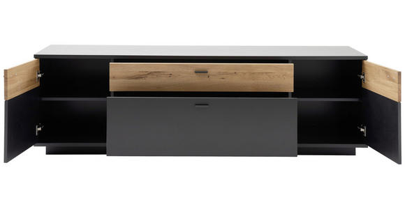 LOWBOARD in 195/63/50 cm - Eichefarben/Anthrazit, Design, Glas/Holzwerkstoff (195/63/50cm) - Novel