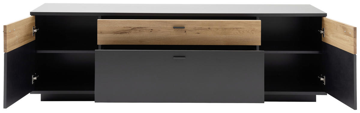 LOWBOARD  in 195/63/50 cm  - Eichefarben/Anthrazit, Design, Glas/Holzwerkstoff (195/63/50cm) - Novel