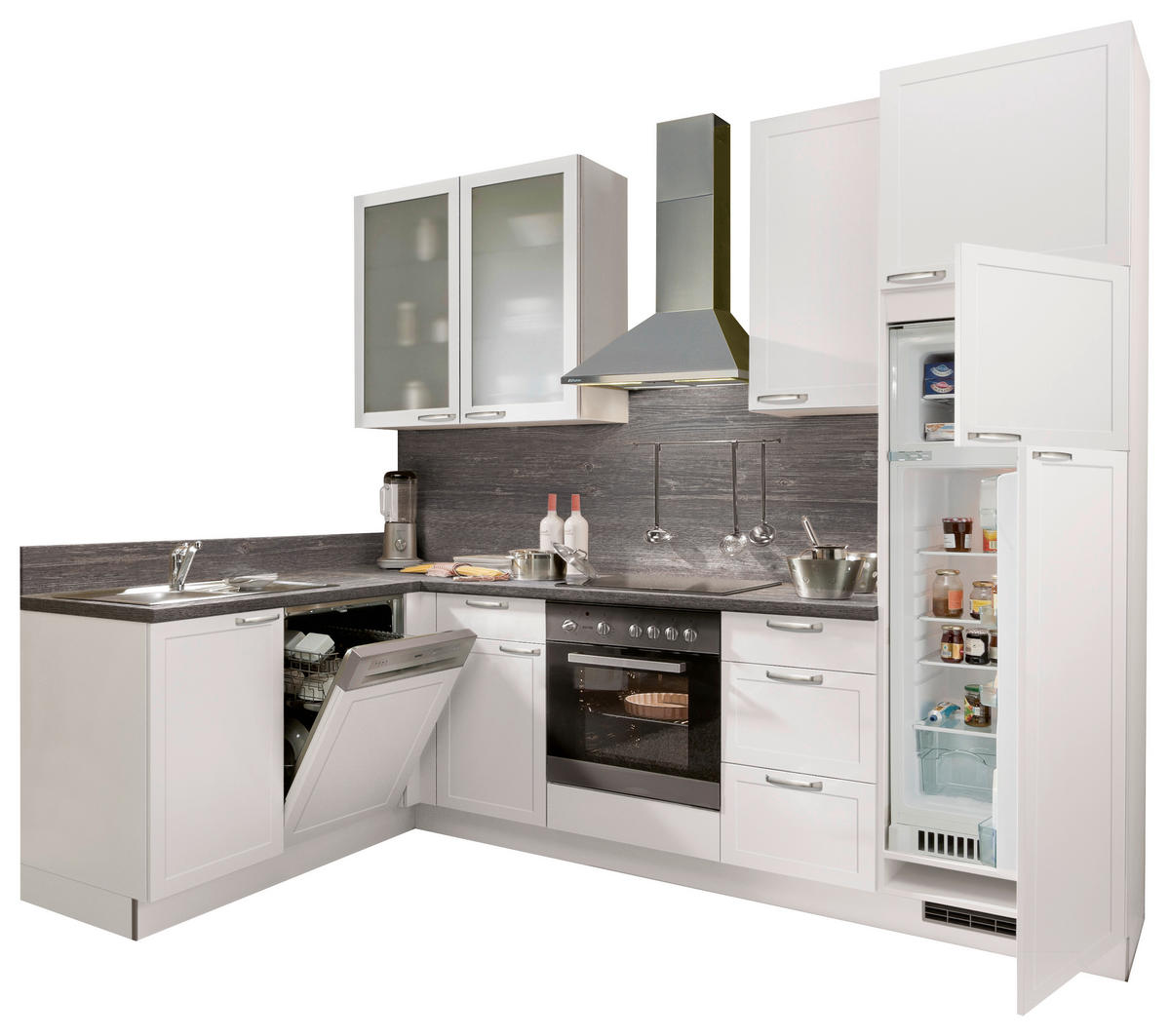 ECKKÜCHE 275/175 cm  in Weiß, Eichefarben  - Eichefarben/Weiß, LIFESTYLE, Holzwerkstoff (275/175cm) - Welnova