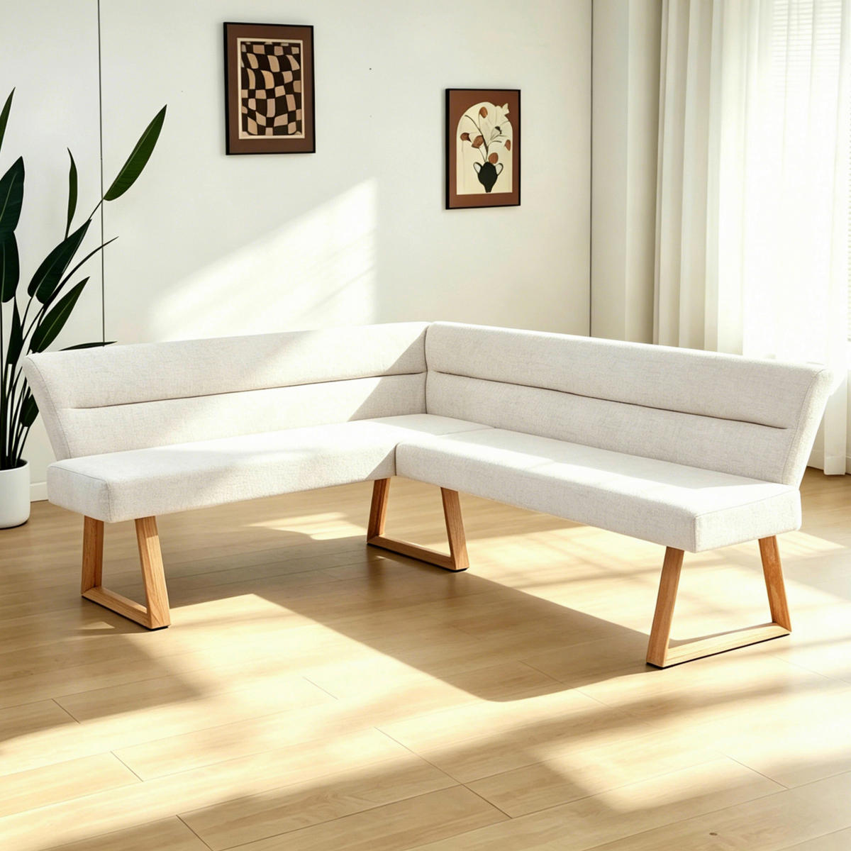 KLUPA KUTNA  boje hrasta, bež  drvo, metal, tekstil      - boje hrasta/bež, Moderno, drvo/metal (162-204/82/61cm) - Livetastic