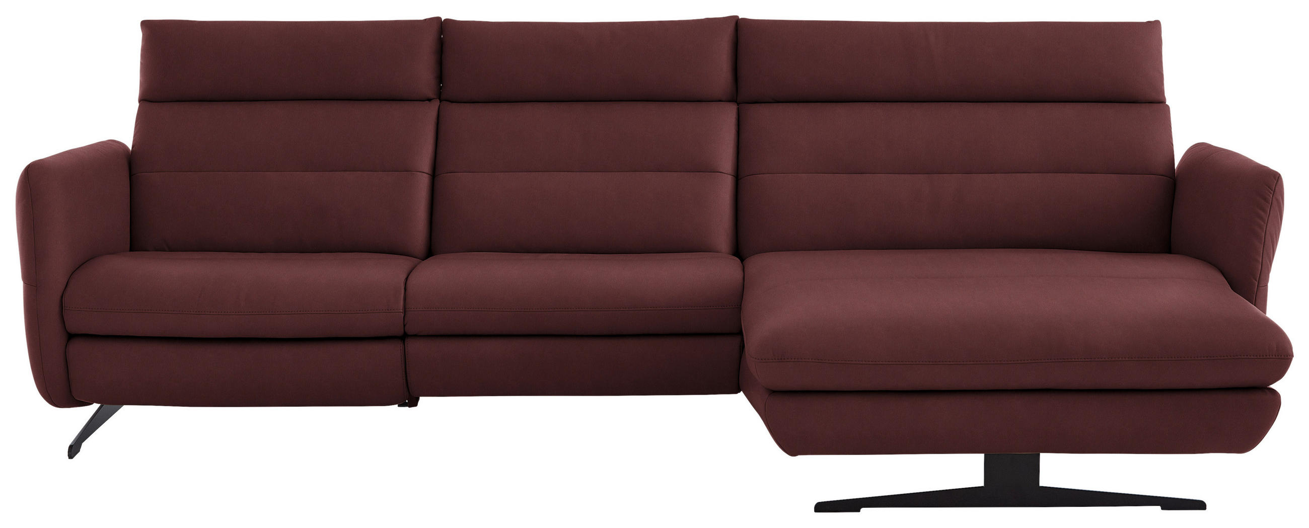 ECKSOFA in Echtleder Bordeaux  - Bordeaux/Schwarz, Design, Leder/Metall (300/157cm) - Dieter Knoll