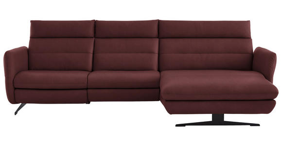 ECKSOFA  in Echtleder Bordeaux  300/157 cm  - Bordeaux/Schwarz, Design, Leder/Metall (300/157cm) - Dieter Knoll