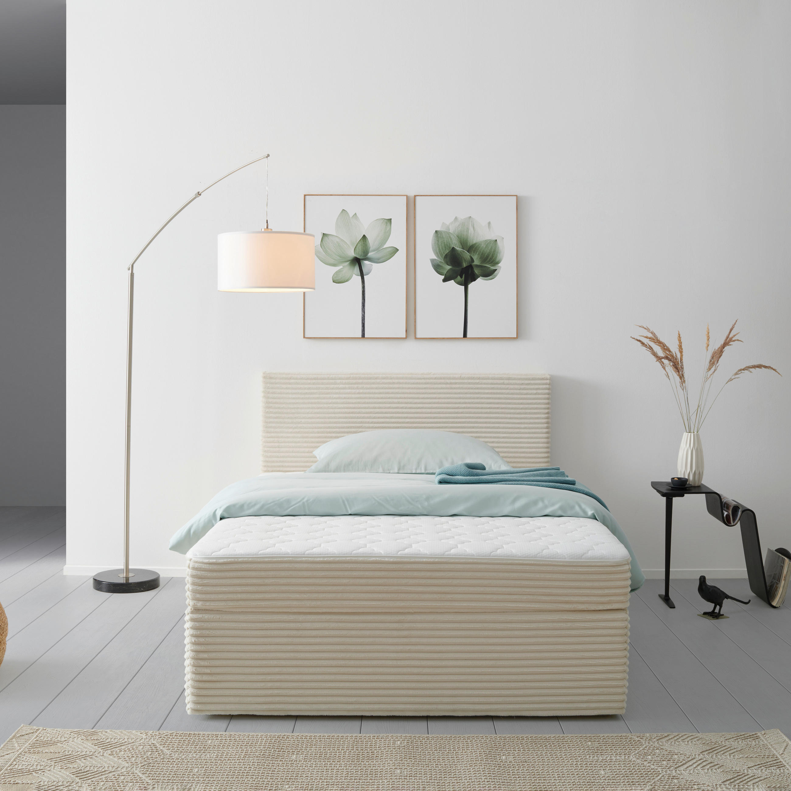BOXBETT 120/200 cm  in Beige  - Beige, Modern, Holz/Textil (120/200cm) - MID.YOU