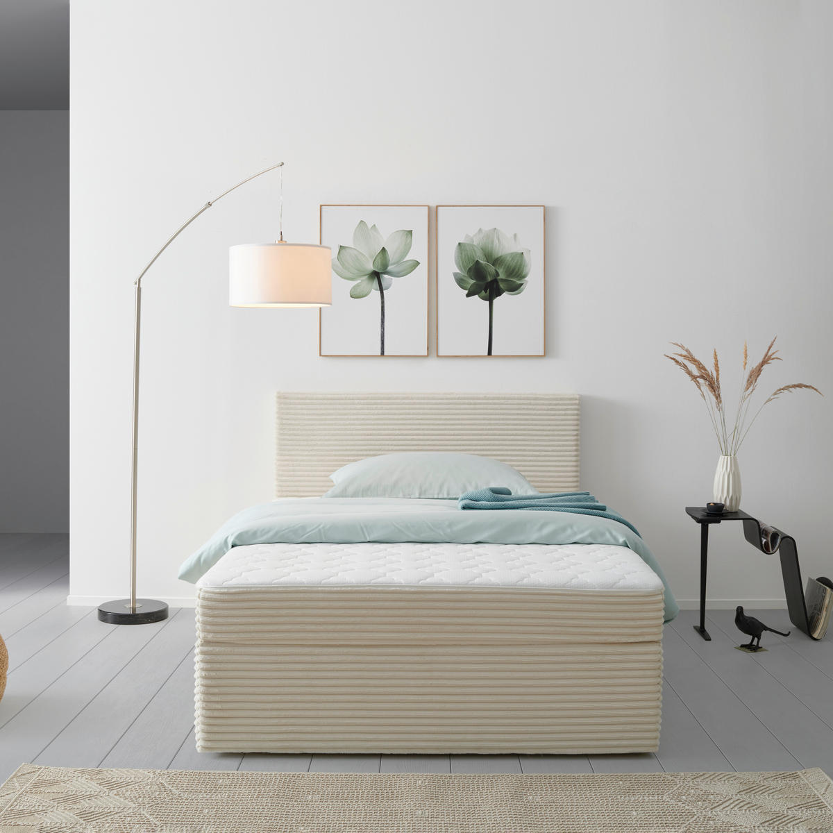 BOXBETT 120/200 cm  in Beige  - Beige, Modern, Holz/Textil (120/200cm) - MID.YOU