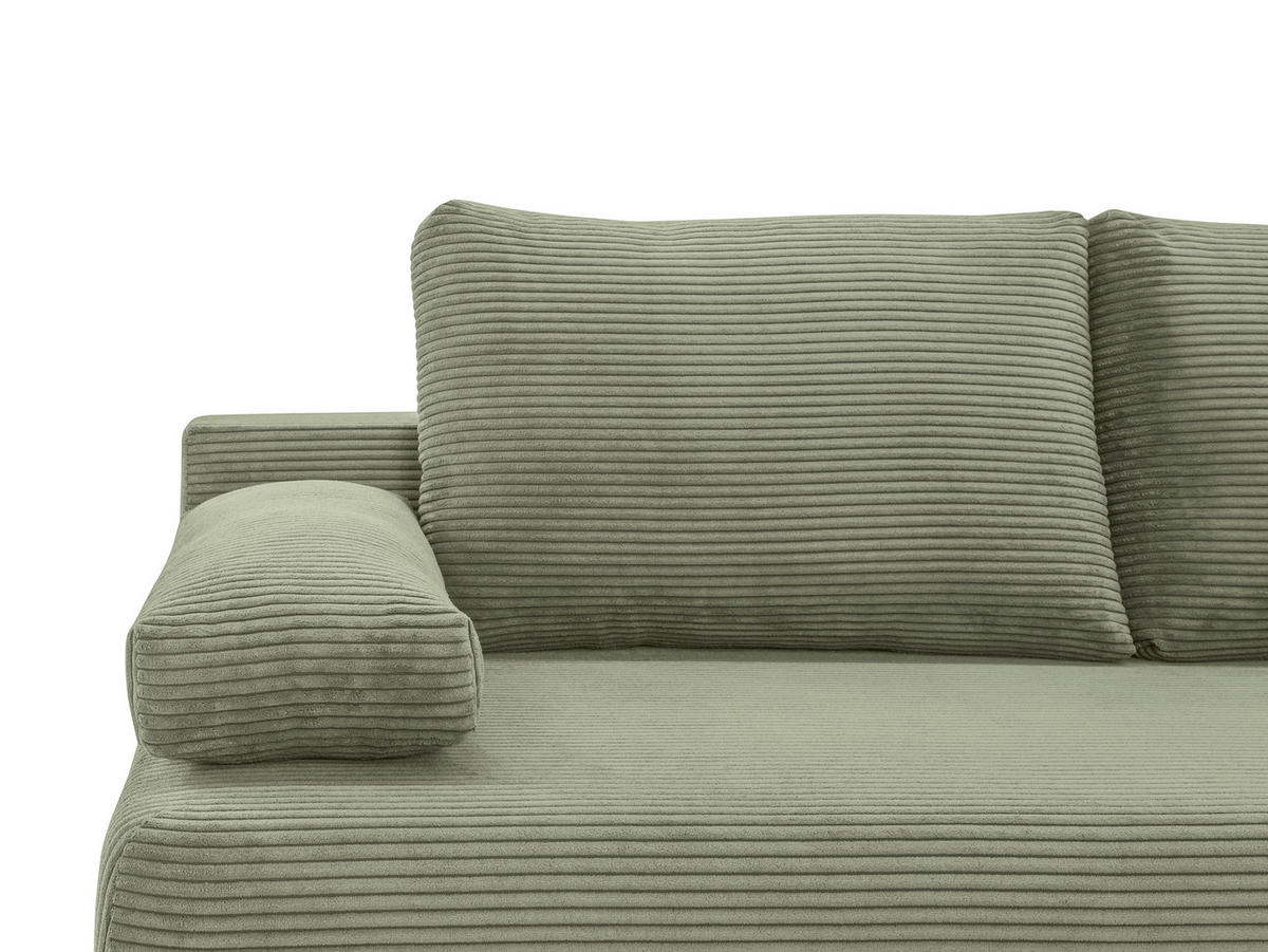 SCHLAFSOFA  mit Liegefunktion, Schlafen auf Sitzhöhe, Rücken echt Cord Salbeigrün  - Salbeigrün/Schwarz, KONVENTIONELL, Holz/Textil (196/96/103cm) - Carryhome