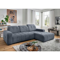 ECKSOFA VICARI Blau Mikrofaser Kopfteilverstellung, Sitzvorzug  - Blau/Schwarz, MODERN, Textil/Metall (292/185cm) - Livetastic