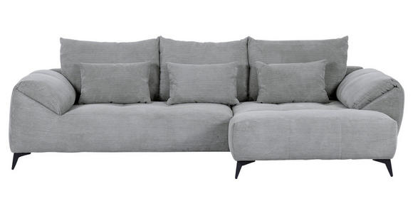 ECKSOFA  in Cord Hellgrau  311/176 cm  - Hellgrau/Schwarz, KONVENTIONELL, Textil/Metall (311/176cm) - Carryhome