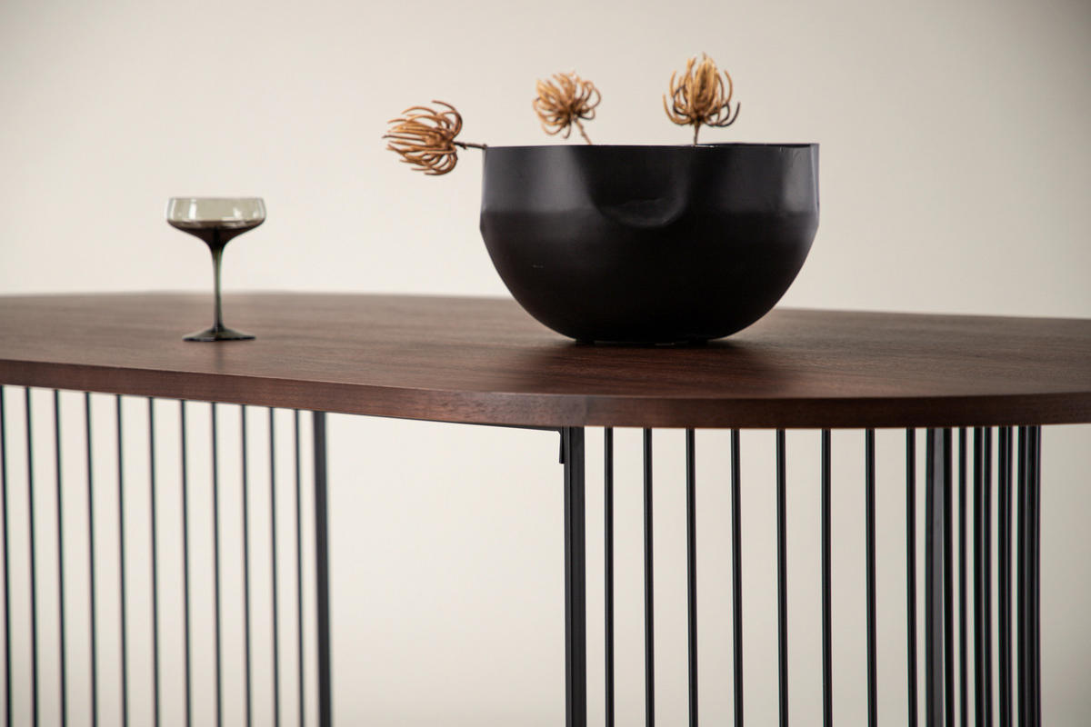 ESSTISCH in Metall, Holzwerkstoff 220/110/75 cm  - Dunkelbraun/Schwarz, Design, Holzwerkstoff/Metall (220/110/75cm) - Livetastic