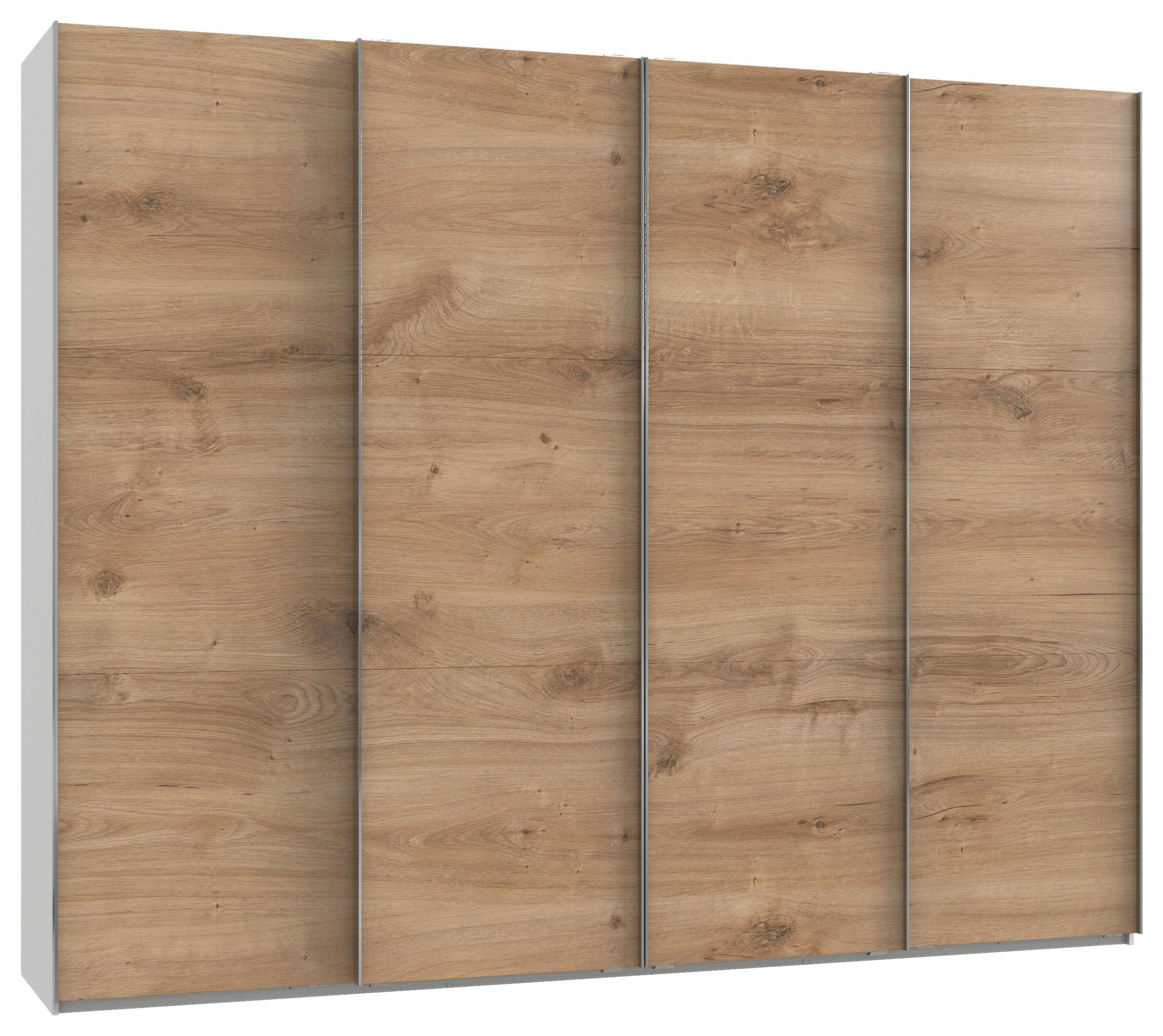 OMARA Z DRSNIMI VRATI, bela, barve hrasta  - barve kroma/barve hrasta, Moderno, leseni material (300/236/65cm) - Modern Living