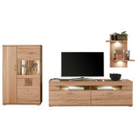 WOHNWAND  in Alteiche  317,1/171/50,2 cm  - Alteiche/Silberfarben, KONVENTIONELL, Glas/Holz (317,1/171/50,2cm) - Livetastic