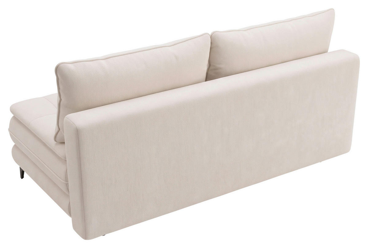 SCHLAFSOFA Chenille Creme  inkl. Bettkasten, Schlaffunktion, Topper  - Creme/Schwarz, Design, Textil/Metall (200/95/92cm) - Stylife