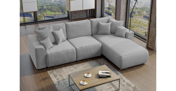 ECKSOFA Grau Cord  - Chromfarben/Grau, KONVENTIONELL, Kunststoff/Textil (293/195cm) - Carryhome