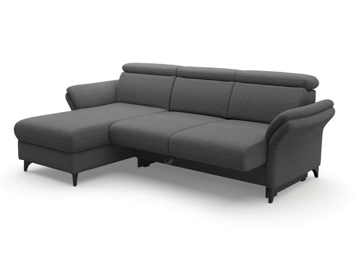 ECKSOFA Flachgewebe Dunkelgrau  - Dunkelgrau/Schwarz, Konventionell, Textil/Metall (166/253cm) - Sit & More