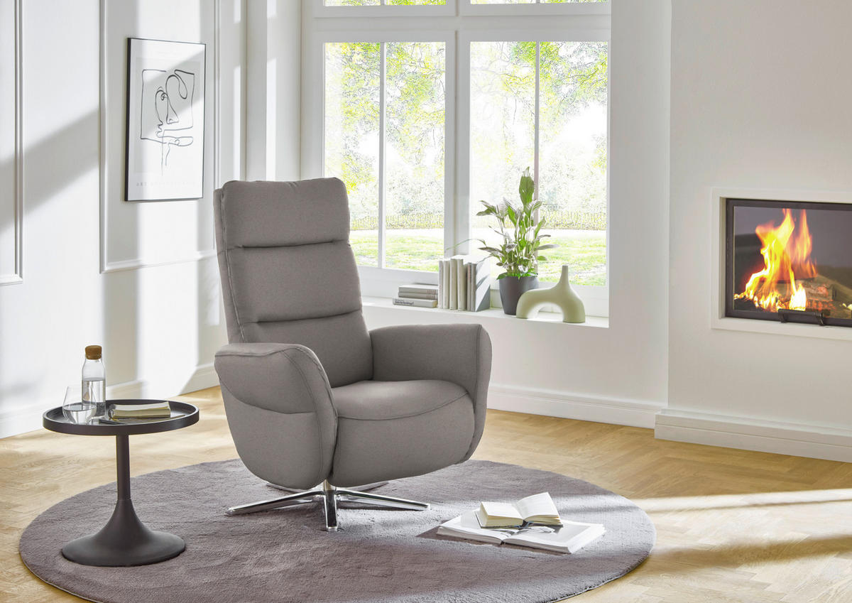 RELAXSESSEL in Textil Hellgrau  - Chromfarben/Hellgrau, Design, Textil/Metall (78/113/83cm) - Beldomo Speed