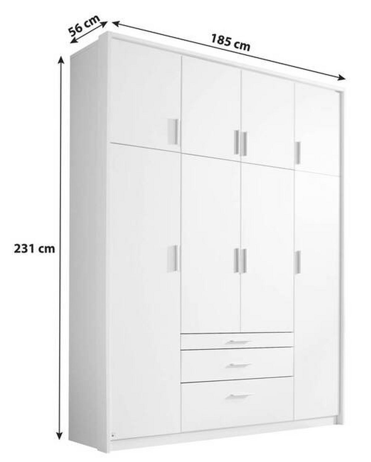 DREHTÜRENSCHRANK in Weiss  - Weiss/Silberfarben, Design, Holzwerkstoff/Kunststoff (185/231/56cm) - Rauch Möbel