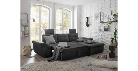 ECKSOFA  in Mikrovelours Schwarz  - Schwarz, KONVENTIONELL, Kunststoff/Textil (275/170cm) - Carryhome