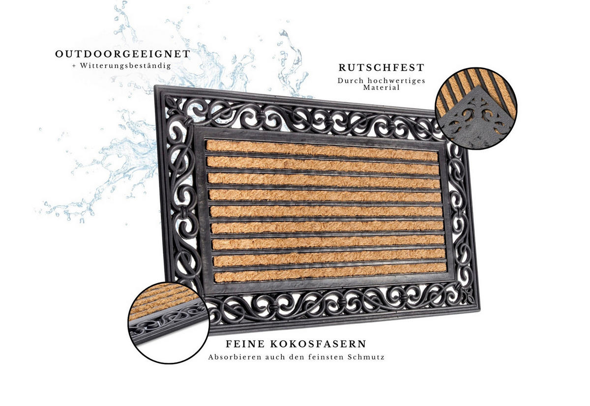 KOKOSMATTE  45/75 cm  Schwarz, Hellbraun  - Hellbraun/Schwarz, Basics, Naturmaterialien/Kunststoff (45/75cm) - Hanse Home