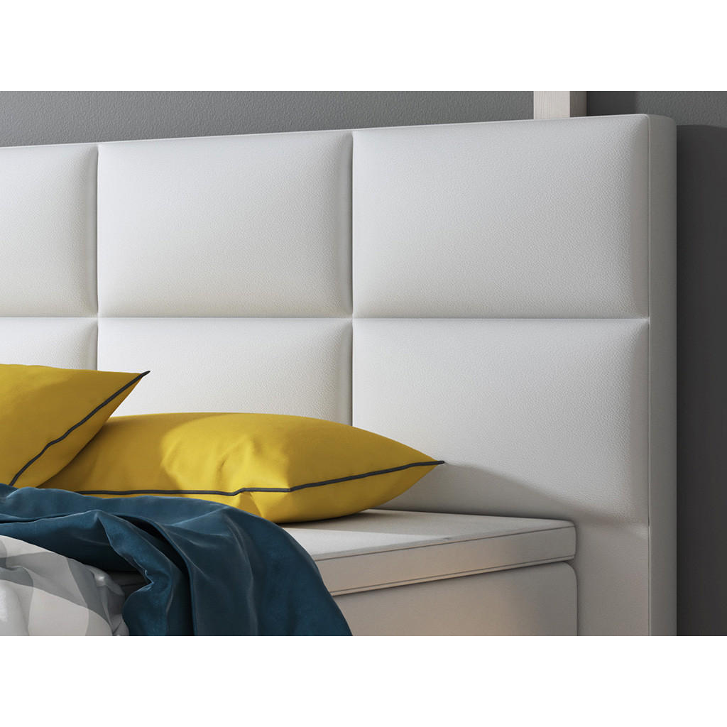 Thumbnail - Mid.you Boxspringbett, Weiß, Textil, Leder, Lederlook,Lederlook,Lederlook,Lederlook, H3, 7-Zonen, Höhe ca. 19 cm, 180x20...