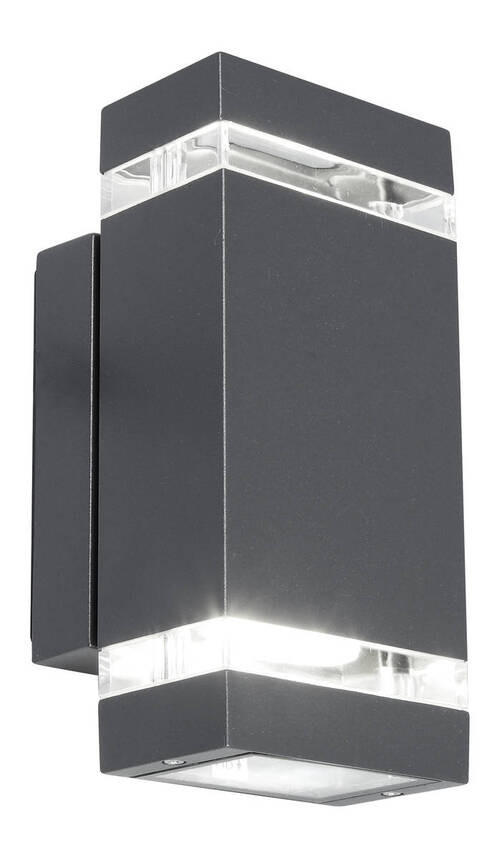 AUßENWANDLEUCHTE FOCUS   - Klar/Anthrazit, Design, Glas/Metall (23,5cm)