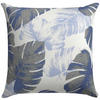 OUTDOOR-KISSEN in Blau, Weiß Blätter 48/48 cm  - Blau/Weiß, Basics, Textil (48/48cm)