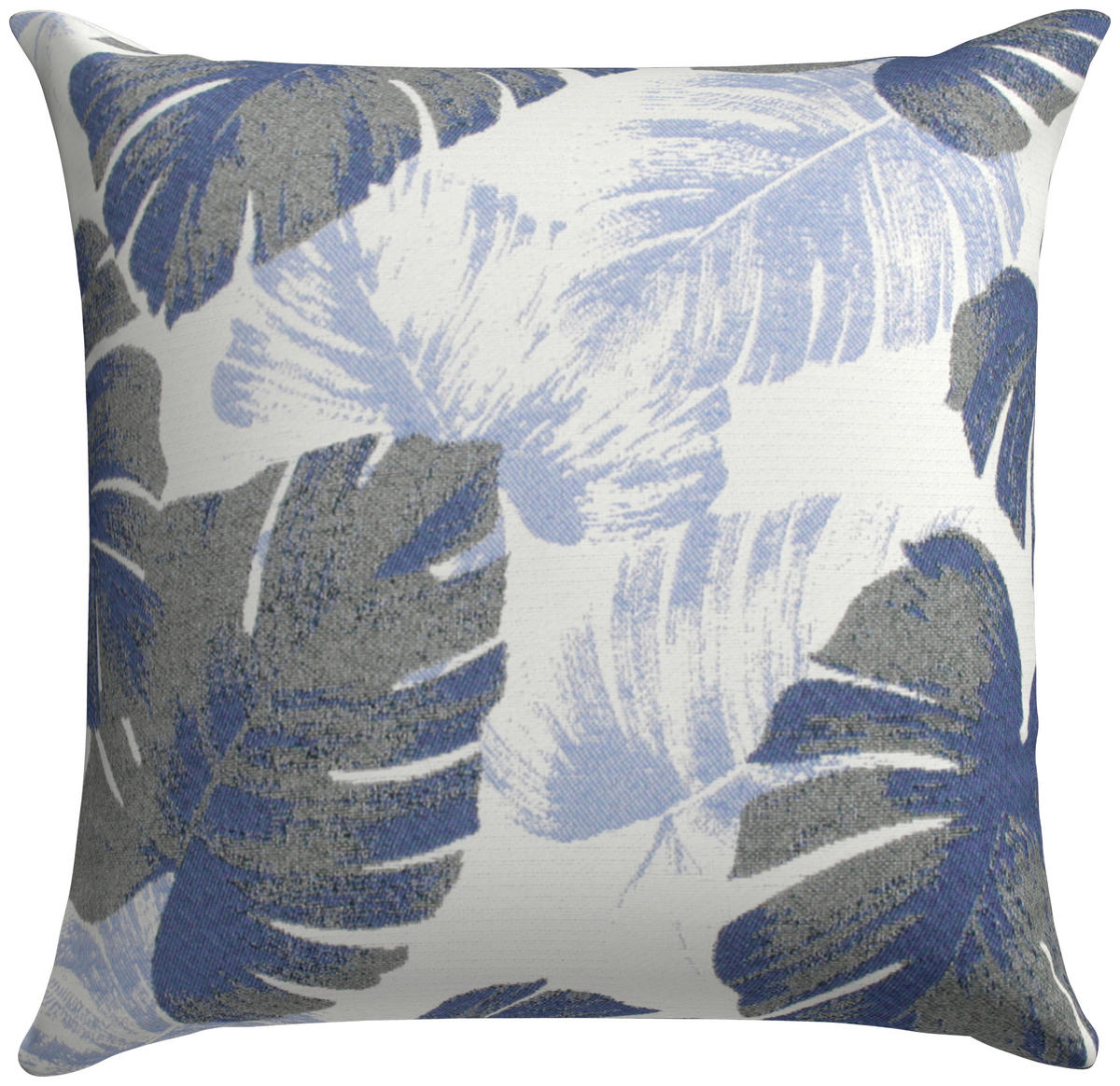 OUTDOOR-KISSEN in Blau, Weiß Blätter 48/48 cm  - Blau/Weiß, Basics, Textil (48/48cm)