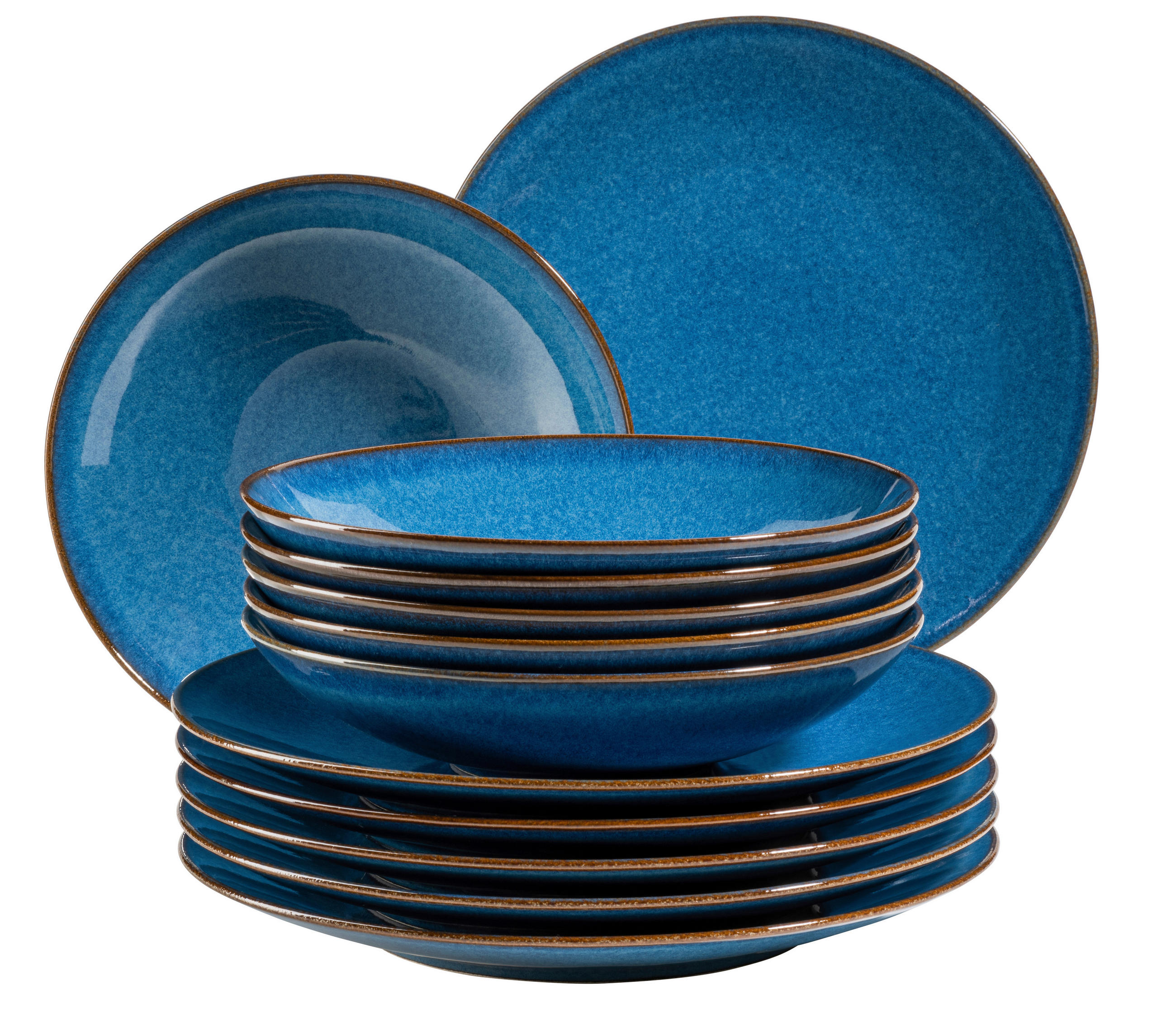 TAFELSERVICE Blau 12-teilig Ossia  - Blau, Basics, Keramik (36/36,5/31,5cm) - Mäser