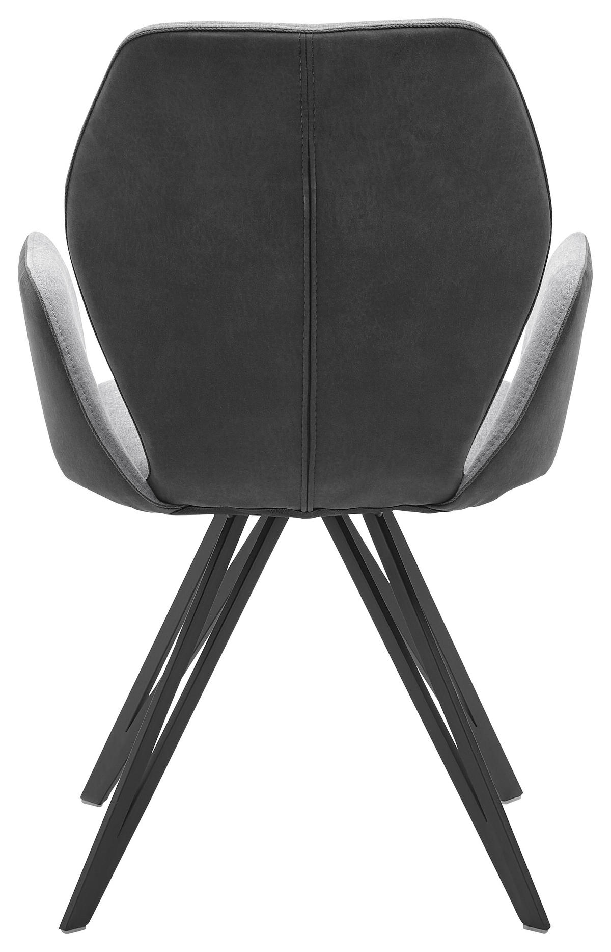 ARMLEHNSTUHL  in Webstoff, Mikrofaser  - Anthrazit/Silberfarben, Design, Textil/Metall (62/91/59cm) - Valnatura