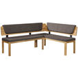 ECKBANK 195/155 cm Webstoff Braun, Eichefarben Eiche vollmassiv   - Eichefarben/Braun, KONVENTIONELL, Holz/Textil (195/155cm) - Linea Natura