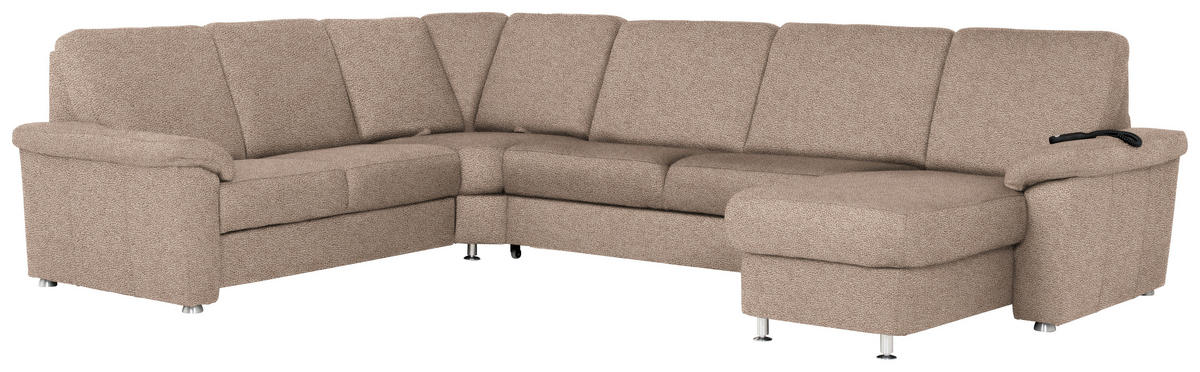 WOHNLANDSCHAFT in Flachgewebe Sandfarben  - Sandfarben/Chromfarben, Konventionell, Textil/Metall (240/330/163cm) - Beldomo System