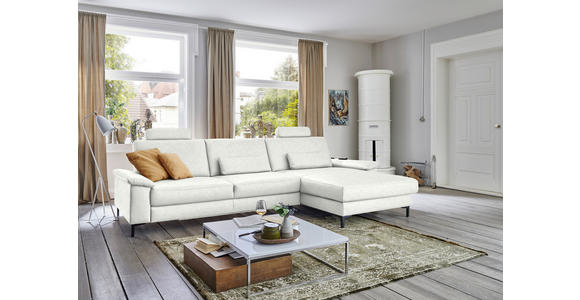 ECKSOFA  in Echtleder Weiß  334/176 cm  - Schwarz/Weiß, Design, Leder/Metall (334/176cm) - Dieter Knoll