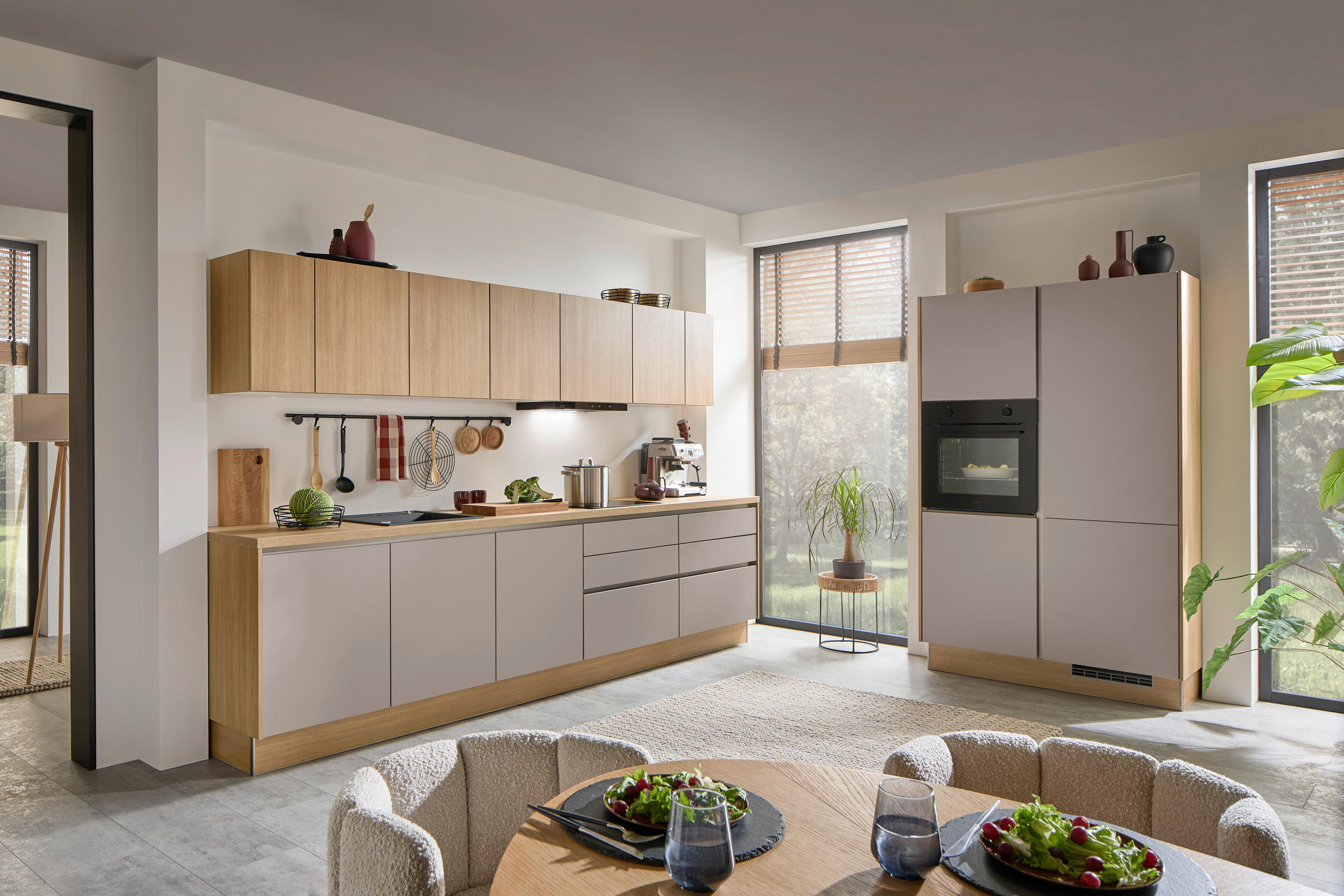 KÜCHENLEERBLOCK XO 15  in Grau, Eichefarben  - Edelstahlfarben/Eichefarben, Design, Holzwerkstoff/Metall (344cm) - Xora