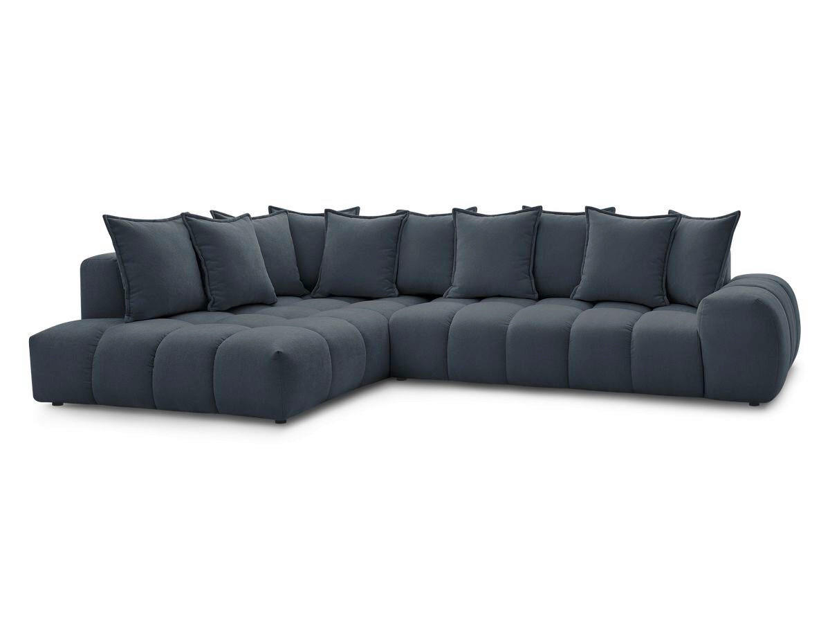 ECKSOFA Ottomane links  EVEREST Dunkelblau Struktur  - Schwarz/Dunkelblau, MODERN, Kunststoff/Textil (352/210cm)