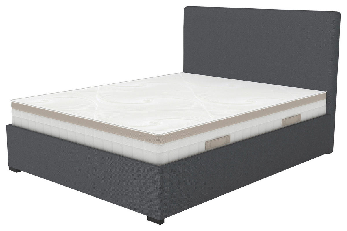 OBLAZINJENA POSTELJA   x  , leseni material antracit  - antracit, Moderno, leseni material (180/200cm) - Hespo