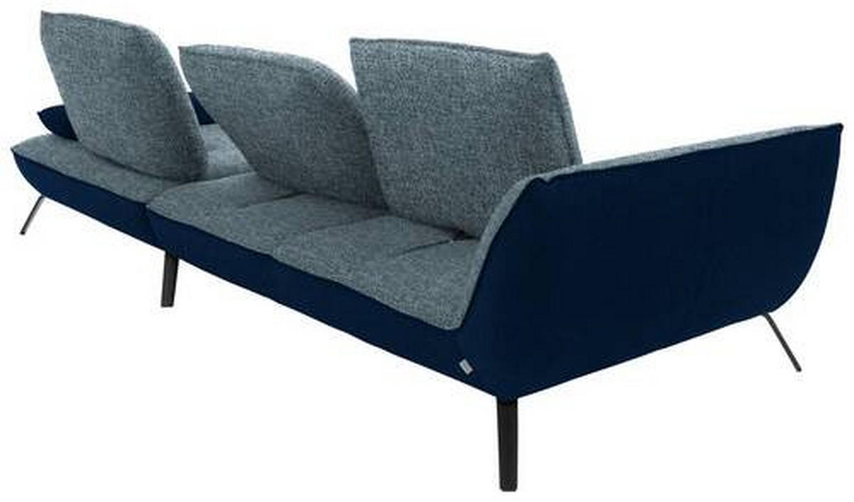 ECKSOFA  in Flachgewebe Blau  301/191 cm  - Blau/Schwarz, Design, Textil/Metall (301/191cm) - Moderano