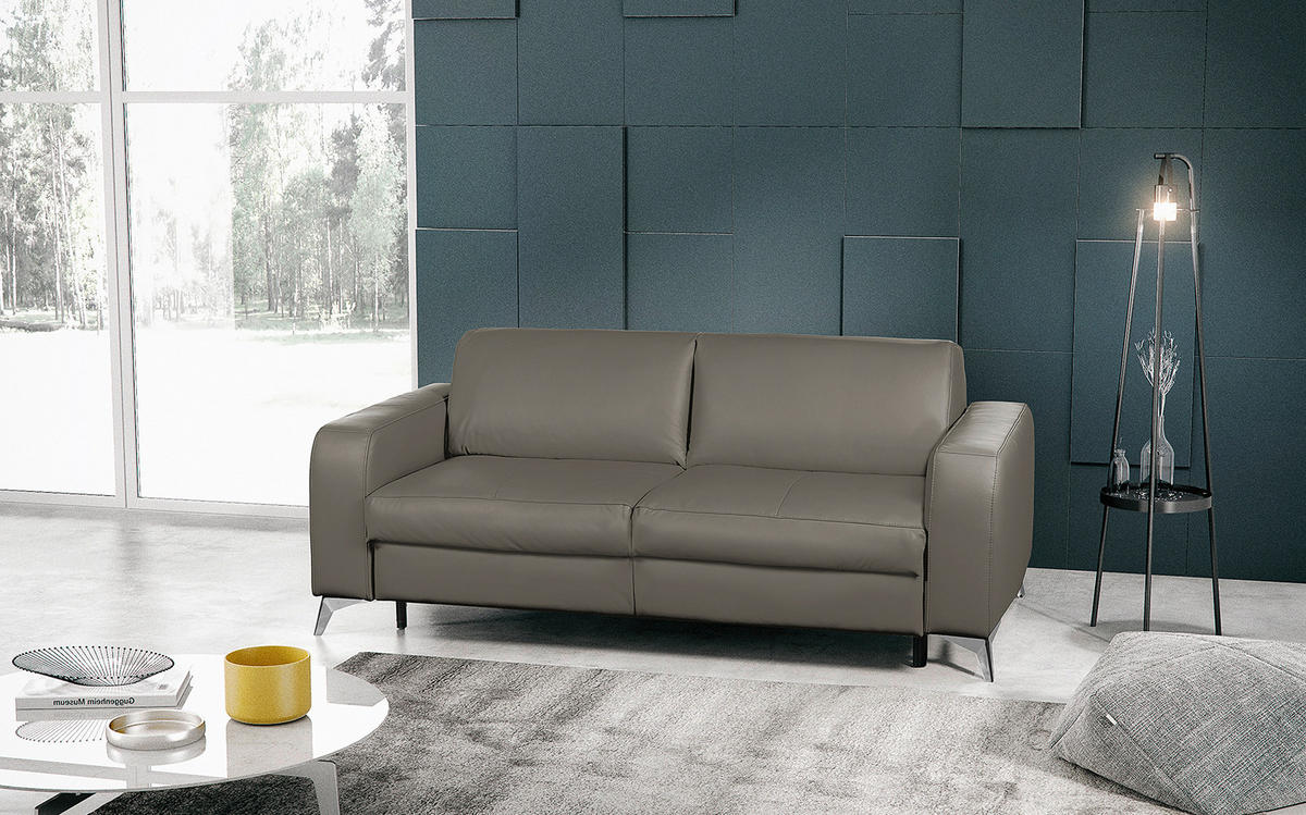 SCHLAFSOFA in Leder Schlammfarben  - Schlammfarben/Silberfarben, Design, Leder/Metall (204/84/104cm) - Livetastic