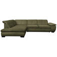 ECKSOFA Olivgrün Flachgewebe  - Schwarz/Olivgrün, Design, Textil/Metall (242/313cm) - Xora