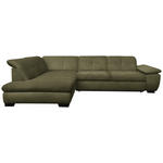 ECKSOFA Olivgrün Flachgewebe  - Schwarz/Olivgrün, Design, Textil/Metall (242/313cm) - Xora