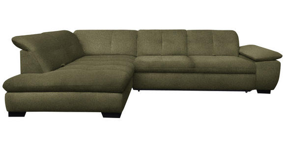 ECKSOFA Olivgrün Flachgewebe - Schwarz/Olivgrün, Design, Textil/Metall (242/313cm) - Xora