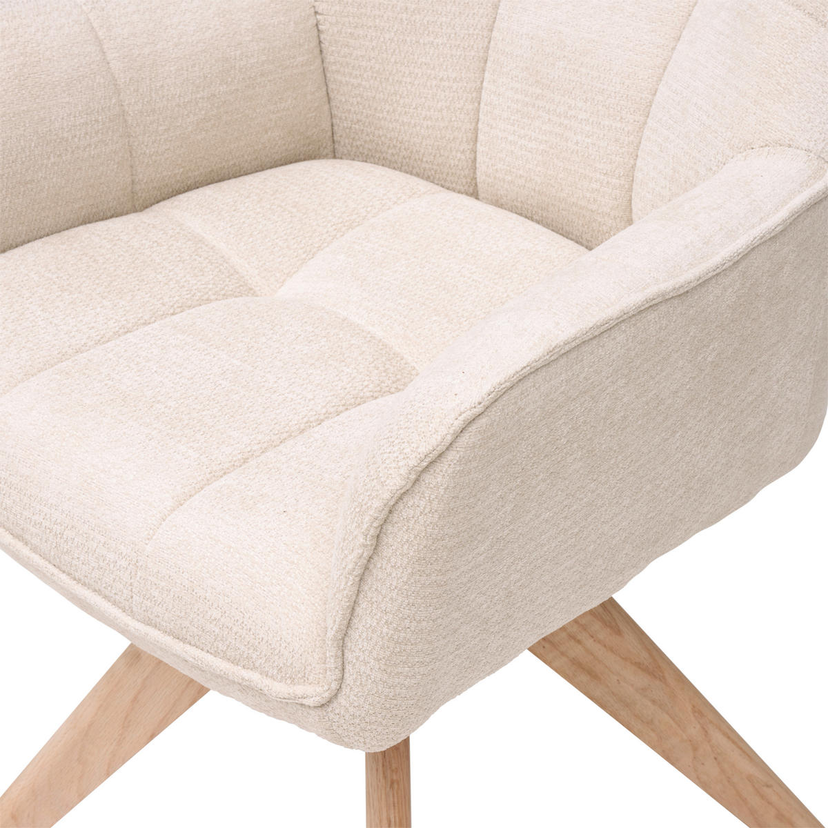 ARMLEHNSTUHL  Sitzfläche 360° drehbar Chenille  - Eichefarben/Beige, Basics, Holz/Textil (64/85/62cm) - Livetastic