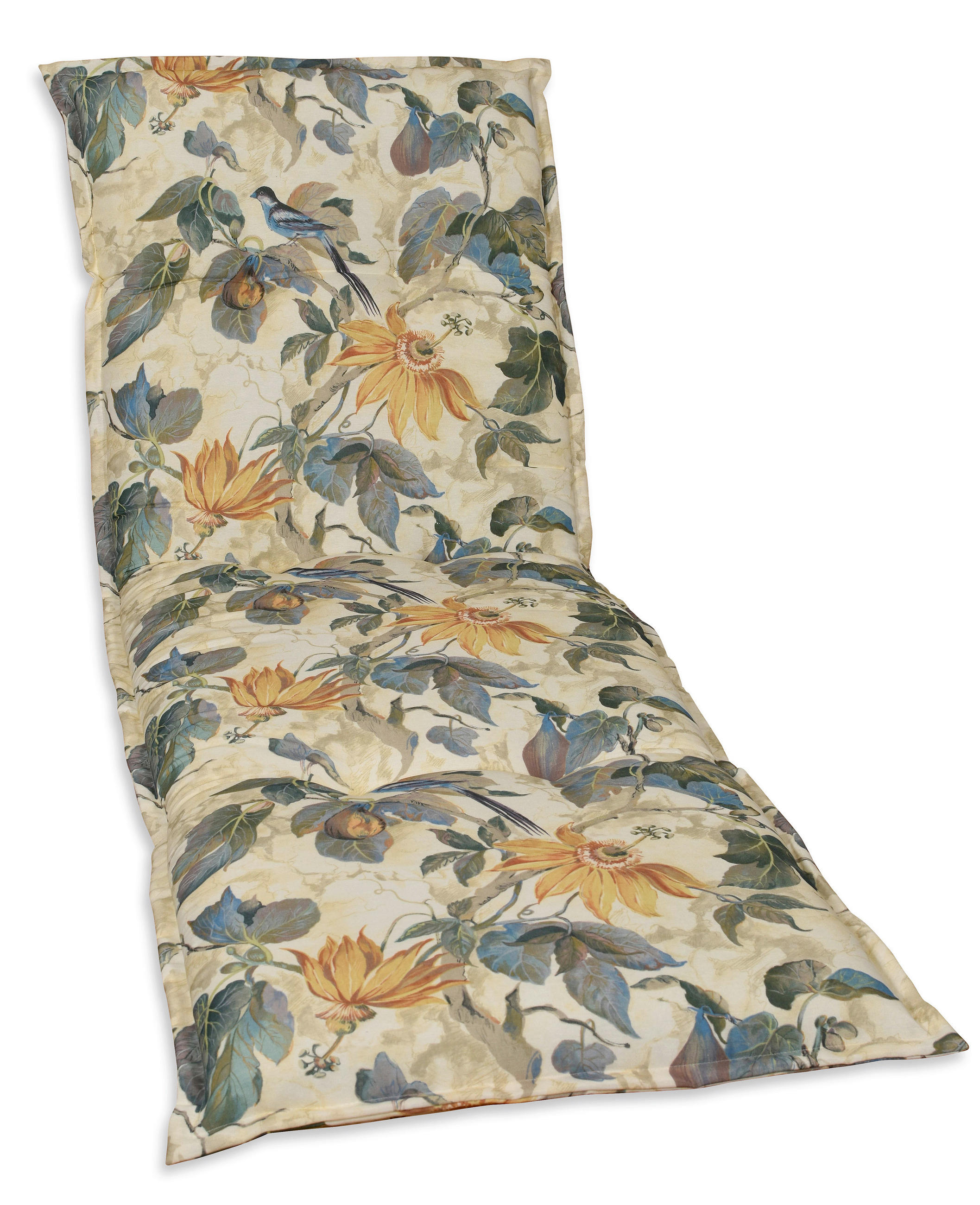 LIEGENAUFLAGE Floral  - Sandfarben/Blau, Basics, Textil (63/9/190cm)