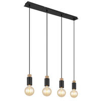 HÄNGELEUCHTE 75/8/120 cm    - Dunkelbraun/Schwarz, Design, Holz/Kunststoff (75/8/120cm) - Globo
