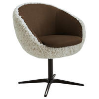 ARMLEHNSTUHL  Beinauswahl, Lederauswahl, Stoffauswahl, Sitzfläche 360° drehbar Hochflor Kombination Echtleder/Stoff  - Beige/Schwarz, Design, Leder/Textil (65/81/61cm) - Koinor