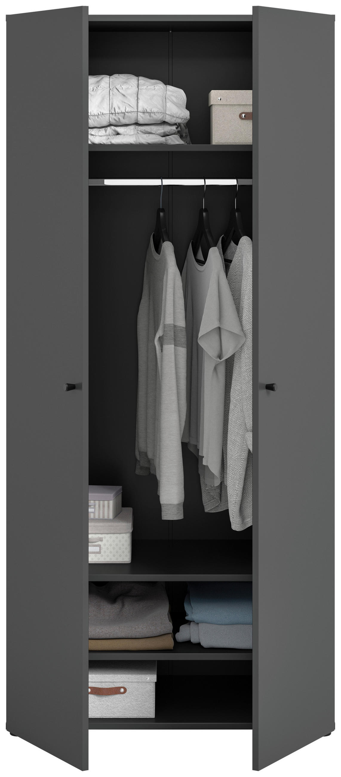 DREHTÜRENSCHRANK 80/176/51 cm,  in Anthrazit, 2-türig  - Anthrazit/Schwarz, MODERN, Holzwerkstoff/Kunststoff (80/176/51cm) - MID.YOU