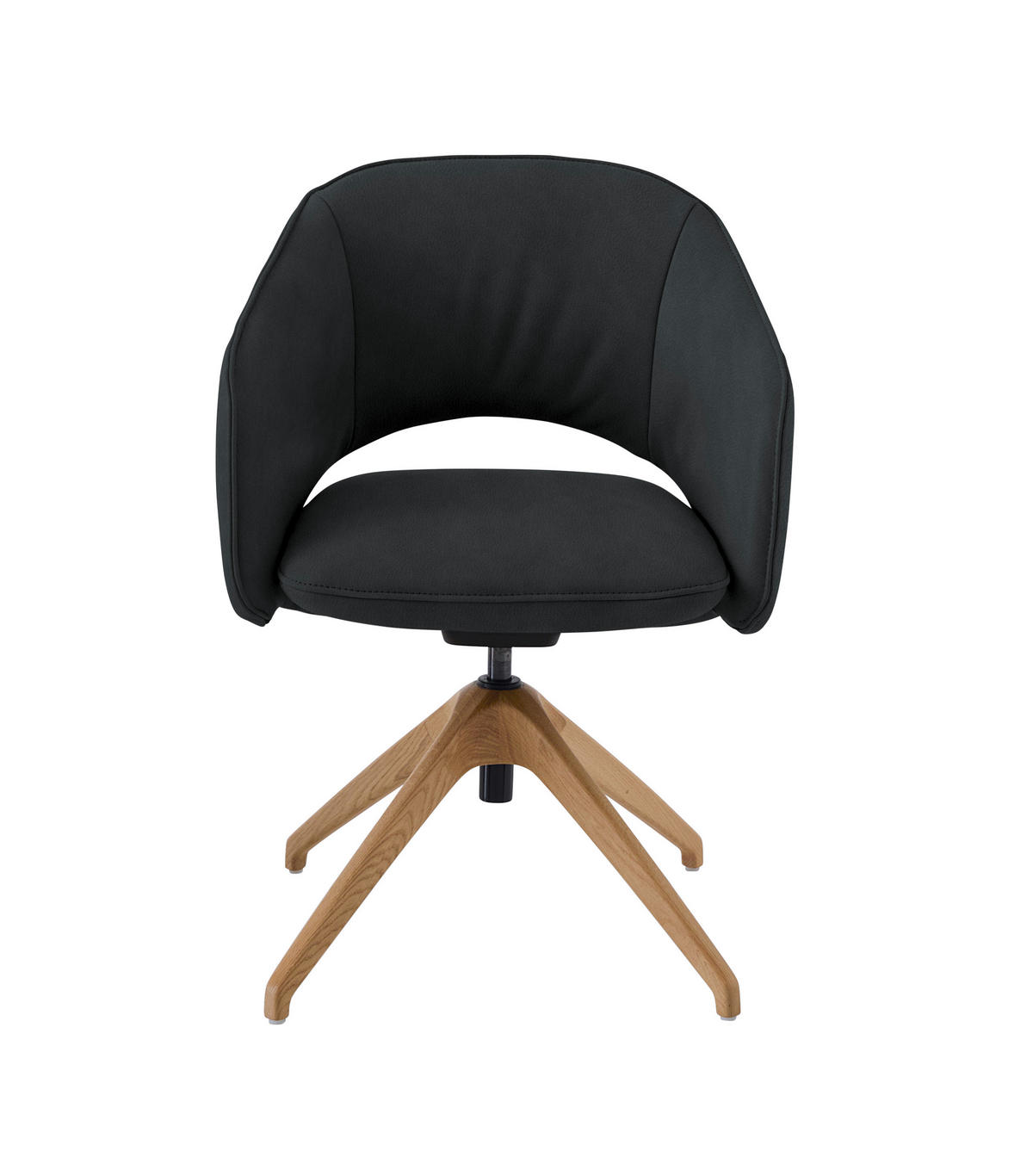 ARMLEHNSTUHL  in Echtleder naturbelassen  - Wildeiche/Graubraun, Design, Leder/Holz (63/74-90/57-73cm) - Koinor