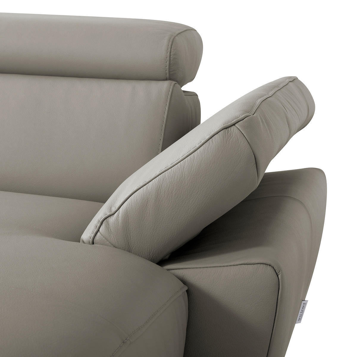 ECKSOFA SONO Schlammfarben Echtleder Lederlook Armteilverstellung, Kopfteilverstellung  - Chromfarben/Schlammfarben, Design, Leder/Textil (252/179cm) - Livetastic