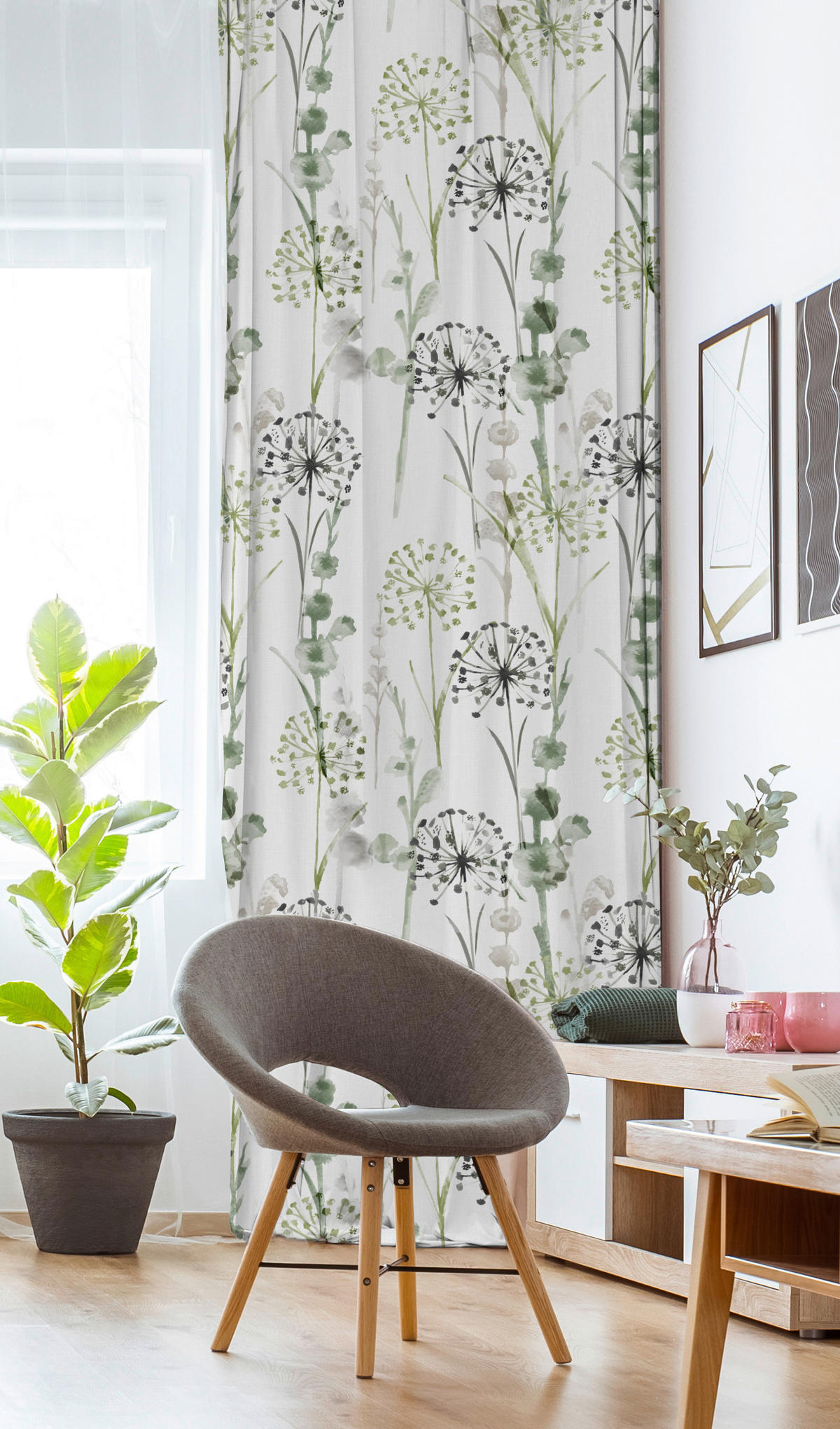 DEKORAČNÍ LÁTKA, neprůsvitné, 140 cm - šedá/zelená, Konvenční, textil (140cm) - Esposa
