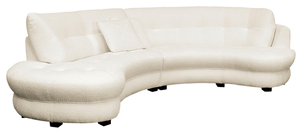 ECKSOFA in Bouclé Weiss  - Weiss/Schwarz, Design, Kunststoff/Textil (113/300cm) - Livetastic